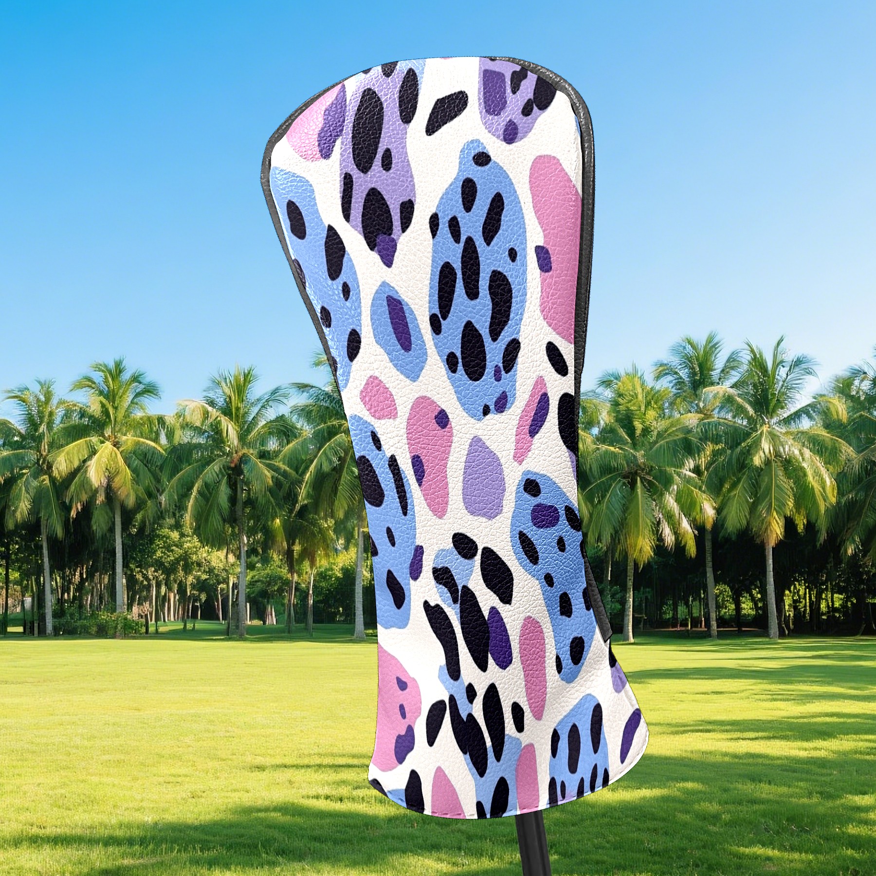 Golf Club Covers PU Leather Waterproof Head Covers for Fairway Woods Hybrids Colorful Leopard Print