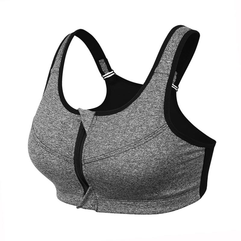 Women Padded Seamless Sports Bra Front Zip Yoga Gym Fitness Workout Running Vest