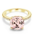 thumbnail image 3 of Gem Stone King 4.44 Ct Cushion Peach Simulated Morganite 18K Yellow Gold Plated Silver Ring, 3 of 6