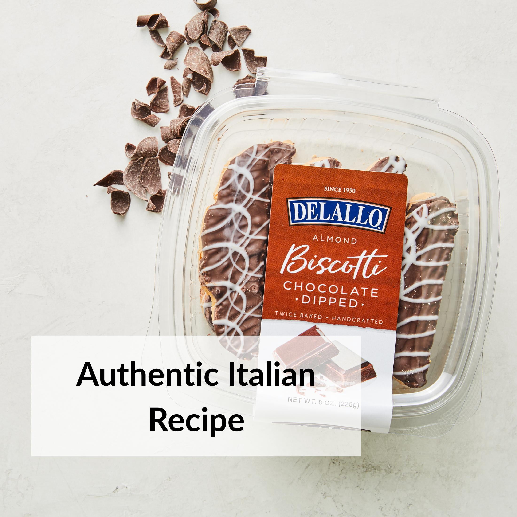 DeLallo Chocolate Dipped Biscotti Cookies, Non-GMO, 8.5 oz Container, (2 Pack)