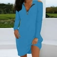 thumbnail image 2 of Cold Shoulder Casual Mini Dress for Women Long Sleeve Tunic A Line Quarter Zip Knee Length Summer Short Dress 2026 Blue,M, 2 of 6
