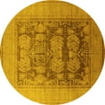 thumbnail image 1 of Ahgly Company Machine Washable Indoor Round Oriental Yellow Industrial Area Rugs, 3' Round, 1 of 4
