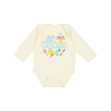 

Inktastic Lil Baker Icing and Cake Gift Baby Boy or Baby Girl Long Sleeve Bodysuit