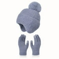 thumbnail image 4 of 1 Set Winter Warm 2-piece Set - Women's Beanie and Gloves, Solid Color, Elastic Fit, Lightweight, Hand Wash Only, Fashionable Women's Warm Hat, Outdoor Sports Hat, 4 of 9
