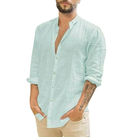 

HSMQHJWE Mens Collared Shirt Big & Tall Shirts For Men Collar Casual Turn-Down Shirt Button Solid Shirt Men S Long Tops Sleeve Men Shirts Under Scrub Men Long Sleeve Shirts