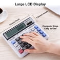thumbnail image 3 of Comix 12-Digit Desktop Calculator, Solar Battery Dual Power, Large LCD Display and Large Computer Keys, For Office Home School White, 3 of 9