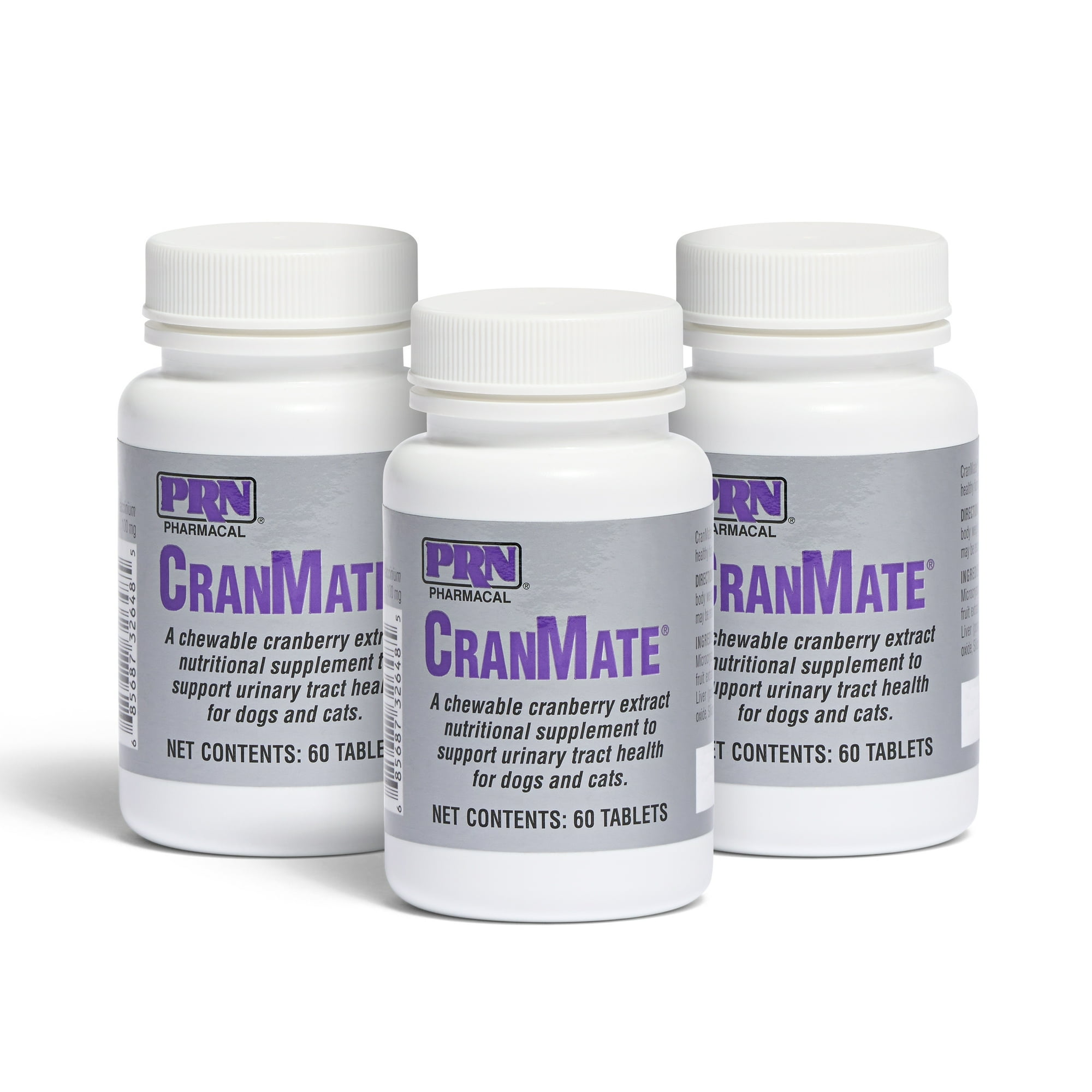 PRN Pharmacal CranMate Cranberry Supplement - UTI Medicine, Chewable Cranberry Extract Nutritional Supplements for Dogs & Cats - Prevent Pet Urinary Tract Issues - 60 Chew Tabs (3 Pack)