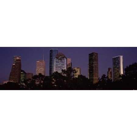Scene Houston Texas - Buildings in a city lit up at dusk Houston Harris county Texas USA Poster Print