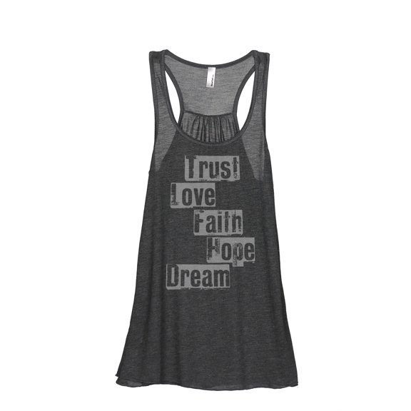 Thread Tank Faith Hope Dream Women's Sleeveless Flowy Racerback Tank Top Charcoal Small