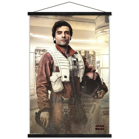 Star Wars: The Last Jedi - Poe Wall Poster with Wooden Magnetic Frame, 22.375" x 34"