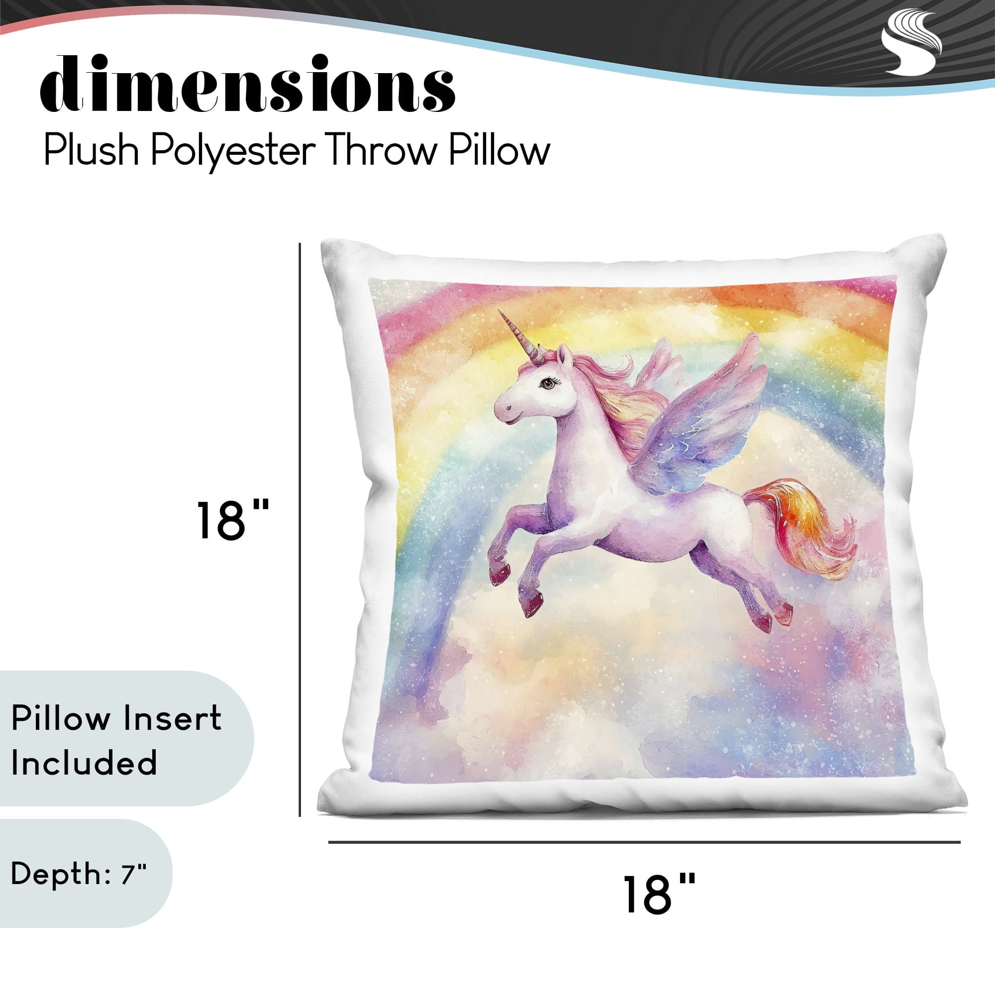 Stupell Industries Flying Unicorn In Rainbow Sky Decorative Printed Throw Pillow, design by Creative Studio