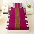 thumbnail image 4 of Castle Fairy Retro Stripes Twin Sheets 3pcs,Minimalist Leather Textured Bedding,Magenta Brown White,1 Flat Sheet, 1 Fitted Sheet and 1 Pillowcase, 4 of 7