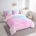 thumbnail image 3 of Castle Fairy Gradient Watercolor Twin Bedding Sets,Ombre Stripes Bedding Comforter Set, 3 of 8