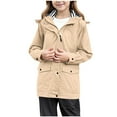 thumbnail image 2 of YunPes Long Rain Jacket for Girls Hooded Button Down Full Zip Windproof Warm Length Jacket with Quilted Jacket for Girls, 2 of 8