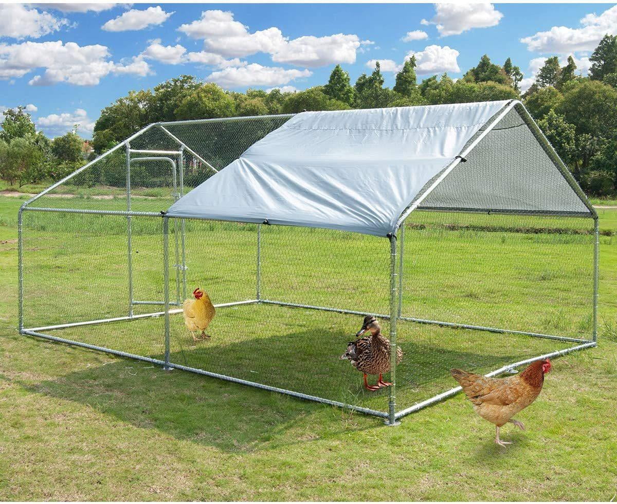 Large Metal Chicken Coop, Hen House and Rabbit Cage, with Waterproof
