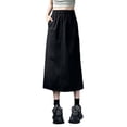thumbnail image 2 of Cargo Skirts for Women High Waist A Line Slimming Skirt Loose Daily Casual Retro Summer Womens Long Skirt with Pocket Black L, 2 of 5