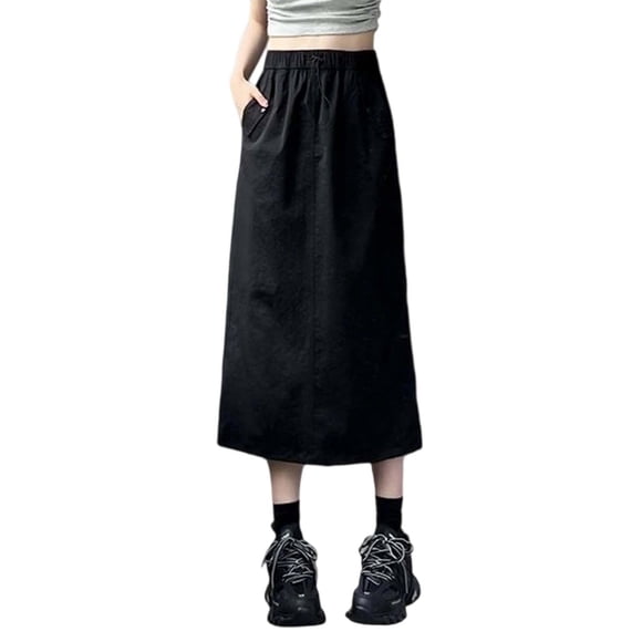 Huaizzzy Women's High Waist A Line Midi Skirt Loose Fit Workwear Skirt for Daily Wear Casual Retro Style Flowy Comfortable Summer Fall Outfit Womens Jean Skirt Detachable Skirt Wedding Dress Zipper