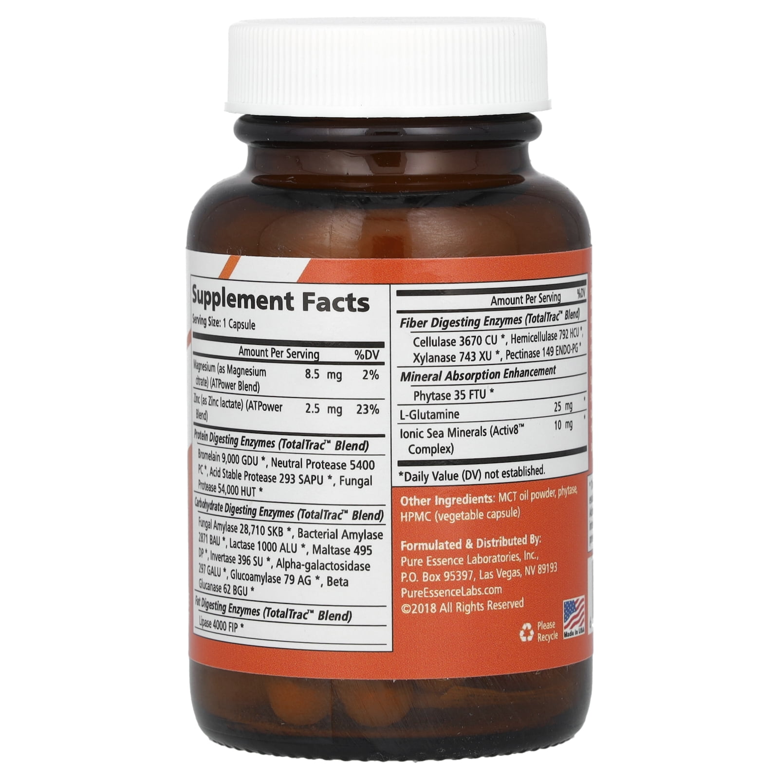 Pure Essence Real-Zymes, Vegan, 30 Vegi-Caps