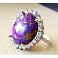 thumbnail image 4 of Natural Purple Copper Turquoise Ring, Turquoise Ring, December Birthstone, CZ Ring, 925 Sterling Silver, Womens Ring, Christmas, Thanksgiven, Handmade, Statement Jewelry, Natural Turquoise Ring, 4 of 6