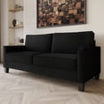 thumbnail image 2 of Home Design Marcia Square Arm Sofa with Padded Back and Seat, Modern Upholstery, Black Legs, Comfortable Living Room Seating, Black, 2 of 8