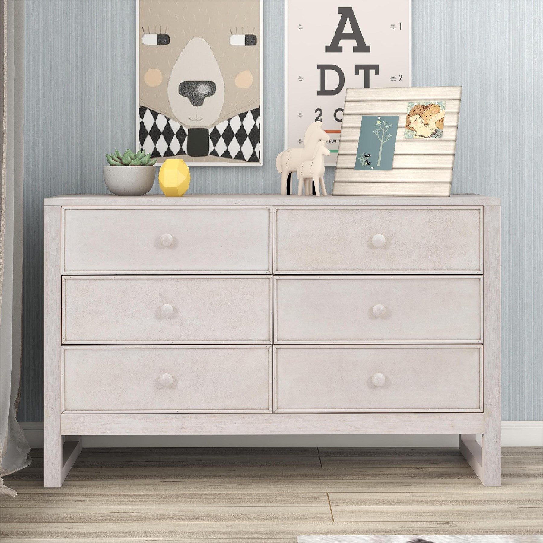 Rustic Wooden Dresser with 6 Drawers, Storage Cabinet Chest for Bedroom ...