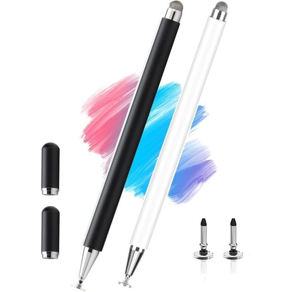 2PCS 2-in-1 Tab A9 Stylus Pen for Samsung Galaxy Tab A9/A9 /7 Lite/A7/A8/A8 Plus, High Sensitivity&Precision Stylus for iPad/iPhone/Fire/Lenovo/Pixel Tables All Touch Devices (White Black)