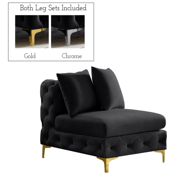 Meridian Furniture Tremblay Black Velvet Armless Chair