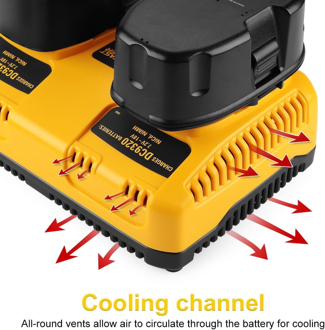 DC9320 Battery Charger for Dewalt 18V 14.4V 7.2V Batteries, Dual Port Charging Station for Dewalt NI-CD NI-MH Battery DC9096 DC9098 DC9099 DE9057 DW9096 DW9094 DW9072