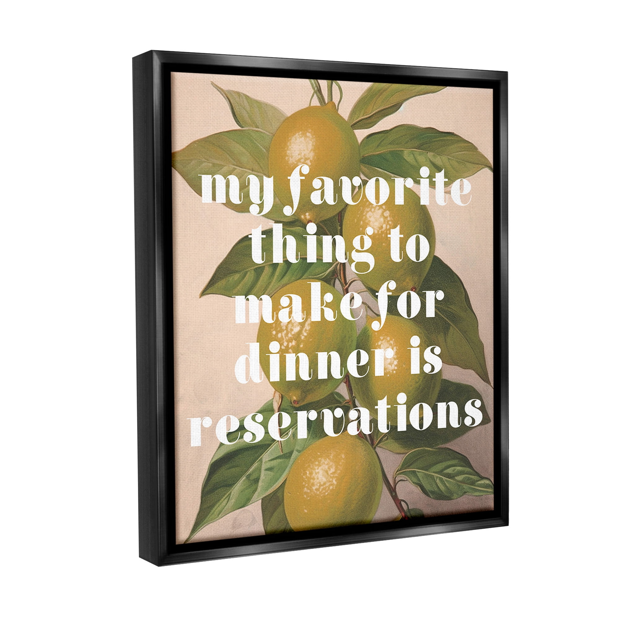 Stupell Industries Funny Dinner Reservations Food & Beverage Painting Black Floater Framed Canvas Art Print Wall Art, 25 x 31