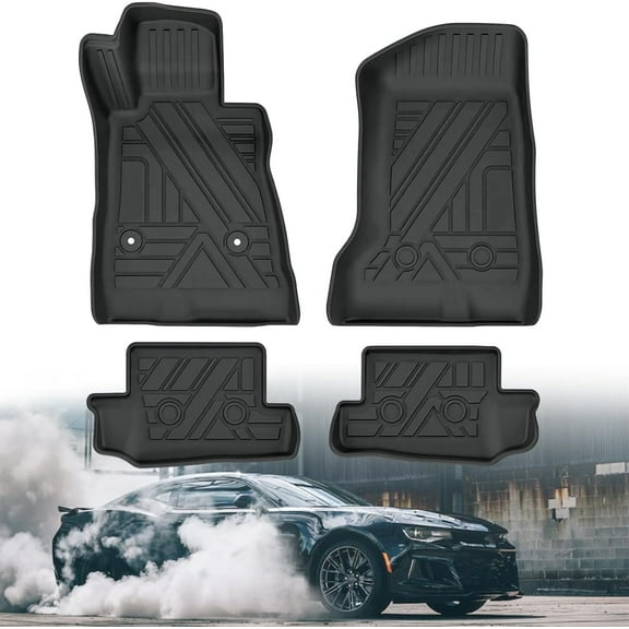 IKABEVEM Car Floor Mats for Chevy Camaro 2016-2024 All Weather TPE Rubber Floor Liners Protection