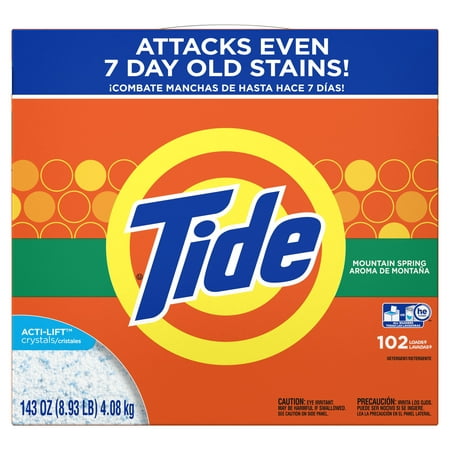 Tide Powder Laundry Detergent, Mountain Spring, 102 loads, 143