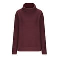 thumbnail image 4 of XFLWAM Women's Turtleneck Oversized Sweaters Fall Long Batwing Sleeve Spilt Hem Tunic Pullover Sweater Knit Tops Wine Red XXL, 4 of 6