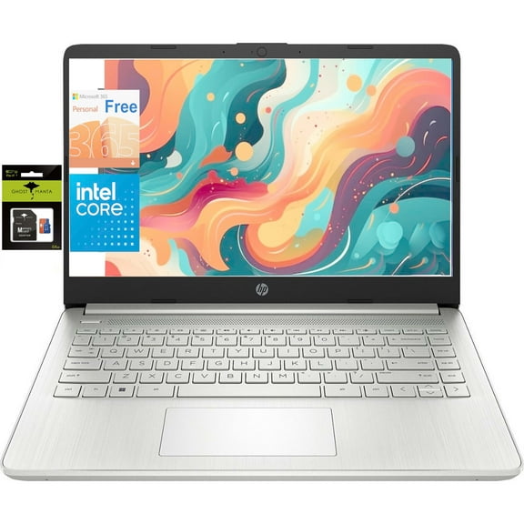 HP Newest 14" Laptop, Slim Light Laptop Computer for Students and Business, Intel Quad-Core N4120, 1 Year Office 365, Webcam, HDMI, WiFi, Win 11, 16GB RAM, 192GB Storage(128GB eMMC 64GB SD)