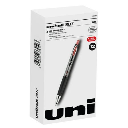 UPC: 0030246339527 | Uniball 207 Retractable Gel Pens  Medium Point (0.7mm)  Red Ink  12 Count