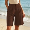 thumbnail image 5 of Women's Wide Leg Shorts Baeitkot Women's High Waisted Shorts Pleated Wide Leg Knee Length Casual Shorts with Pockets for Work Office Coffee M, 5 of 9