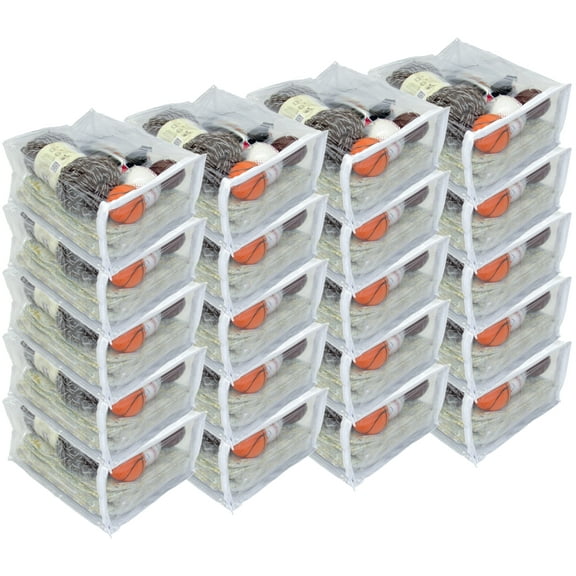 20-Pack Heavy Duty Vinyl Zippered Closet Square Storage Bags (Clear) (9" x 11" x 5") for Sweaters, Blankets, Arts & Crafts, Toys and Much More! 2.1 Gallon