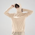thumbnail image 5 of GUZOM Mens UPF 50+ Sun Protection Hoodie with Detachable Face Mask Lightweight Quick Dry for S-5XL Beige,Size L, 5 of 6