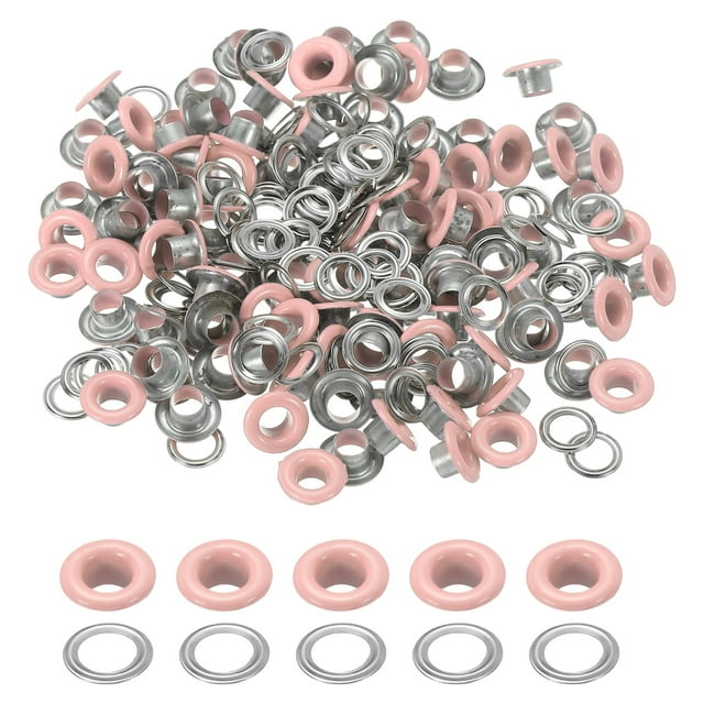 Uxcell 110 Pcs Ojetes con Arandelas 3/16" Kit de Grommets Rosa
