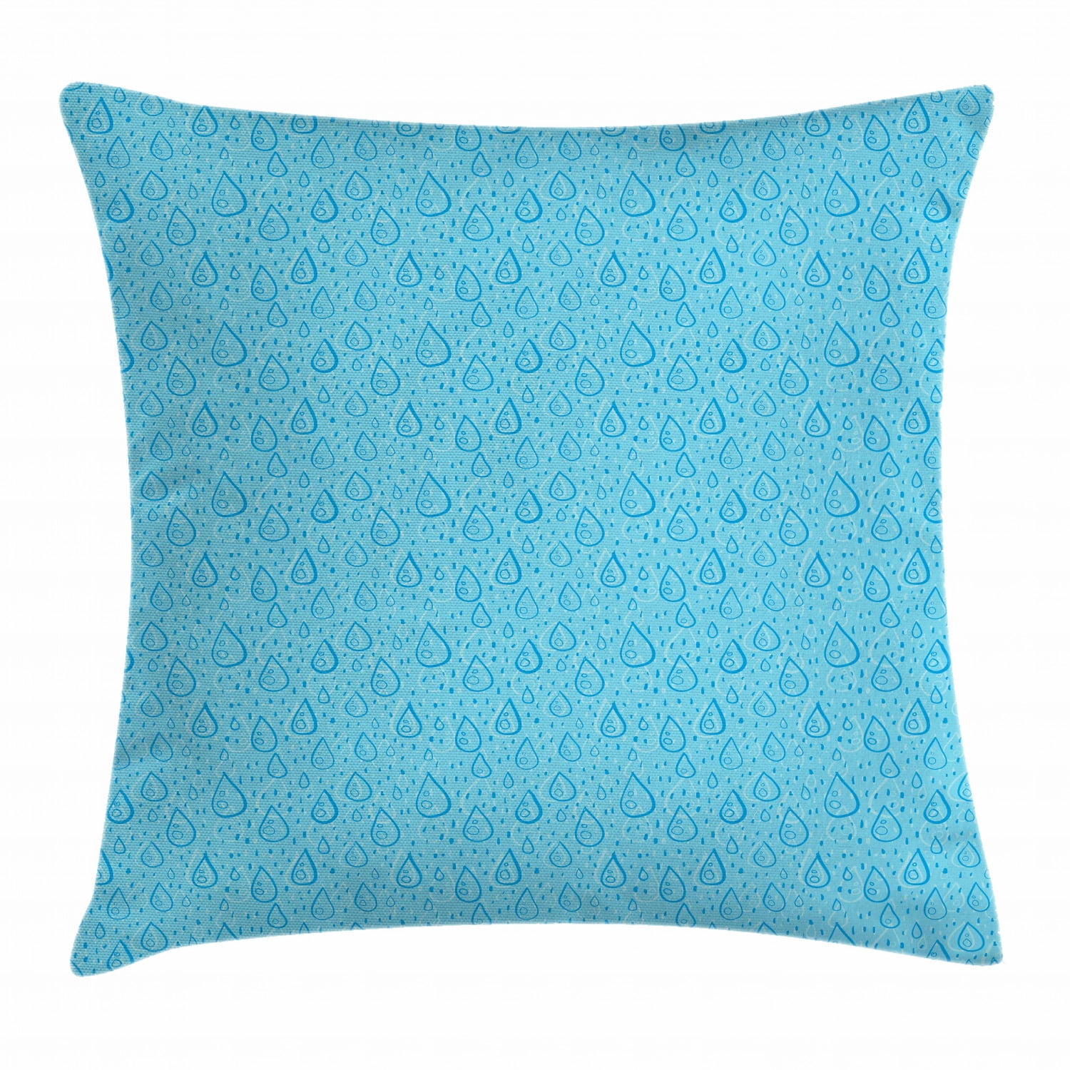 Rain Throw Pillow Cushion Cover, Calming Aquatic Colors Brush Stroked Linear Drop Icons and