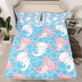 thumbnail image 2 of Homewish Cute Axolotl Twin Sheet Sets,Kawaii Sea Animal Twin Fitted Sheet,Pink White Blue Flat Sheet For Girls,Ultra Soft Home Decor,3pcs, 2 of 7
