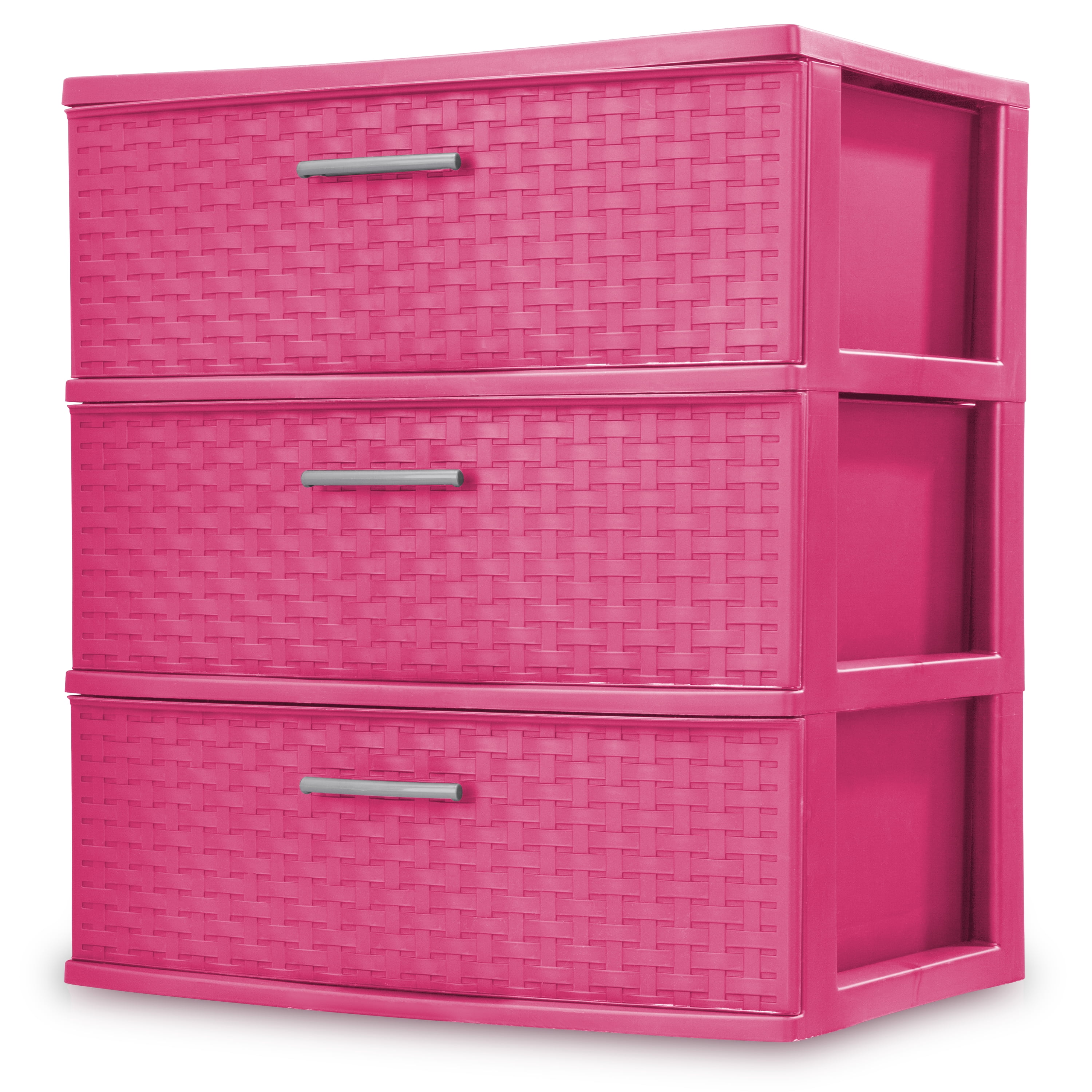 Sterilite 3 Drawer Wide Weave Tower Fuschia Burst Com