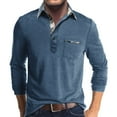 thumbnail image 2 of Ccpelsie Long Sleeve Henley Shirts for Men - Casual Fashion Crew Neck Men's Full Sleeve Tshirts Z3-Blue,L, 2 of 7
