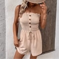 thumbnail image 2 of Womens Summer Romper Strapless Beach Vacation Jumpsuit Resort Wear Shorts, Stylish and Comfortable Romper for Daily Wear and Outings, Summer Trendy Beach Vacation Outfits 2026 Beige L, 2 of 7
