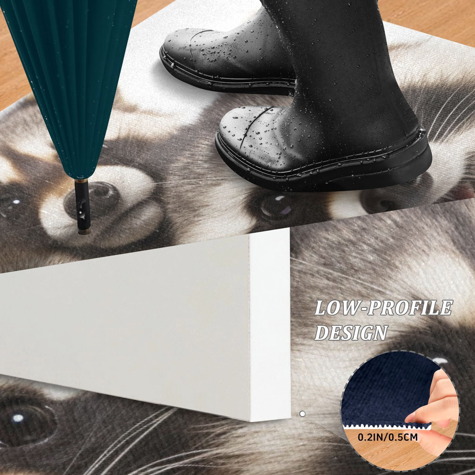 JSTEL Cute Raccoons Front Door Mat Outside Entrance 32x20 Inch Doormat for Outdoor Indoor Washable Non Slip Floor Mats