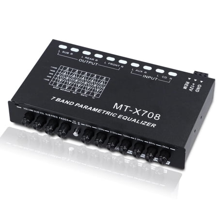 7-Band Car Audio Equalizer, Car Audio Graphic Equalizer, Car Equalizer with Front Rear and Subwoofer Outputs, Adjustable 7 Bands EQ Car Amplifier, 7.3 x 4.3 x1.2 Inch