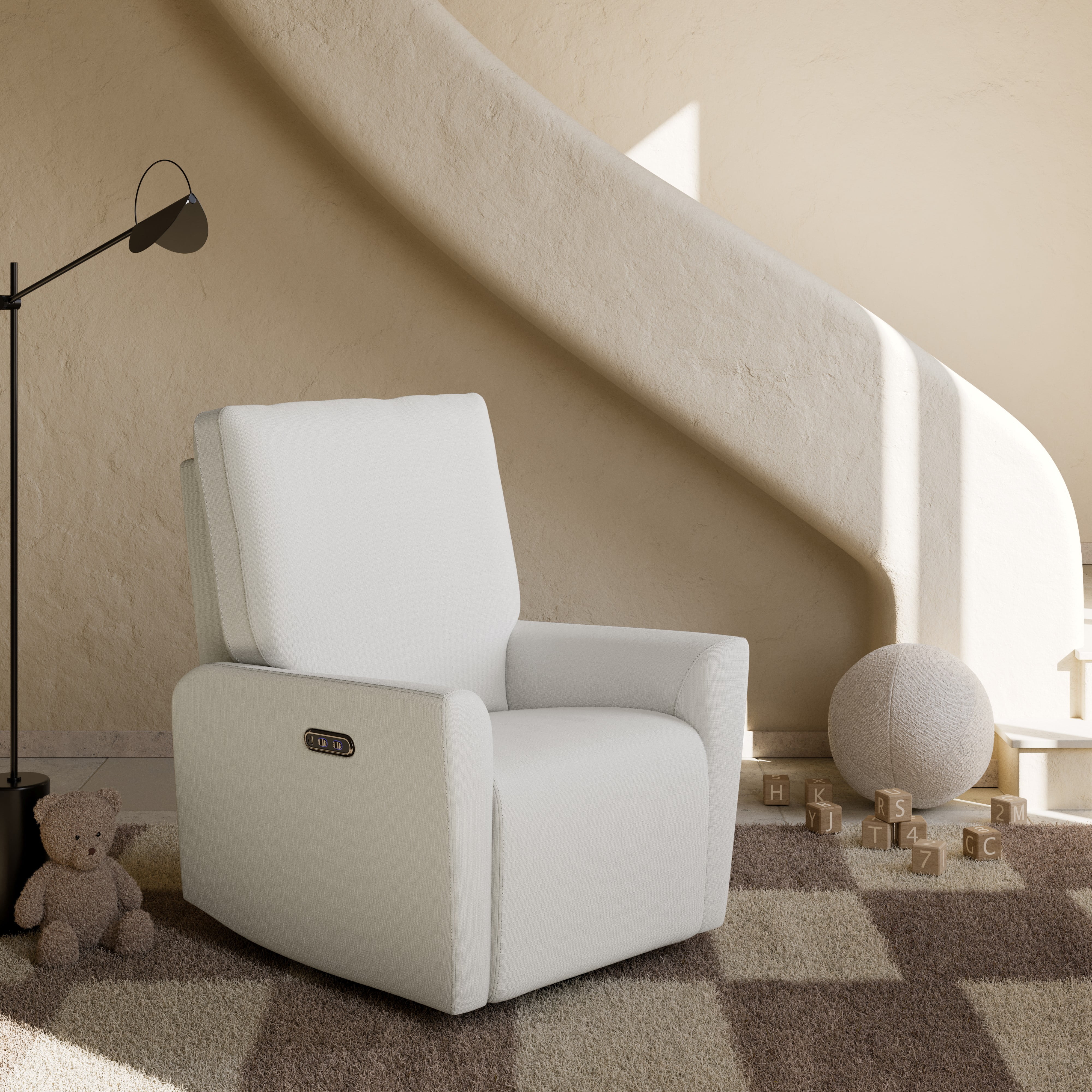 Art of Nursery by Storkcraft Santorini Deluxe Power Recliner Swivel Glider, Ivory Basketweave