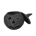 thumbnail image 3 of NANIL 10 Inch Halloween Jack-O'-Lantern Basket with Lid - Black Rattan Pumpkin Figurine Decor, Handcrafted Rattan Pumpkin Tabletop Centerpiece for Farmhouse Style Halloween Home Ornament, 3 of 13