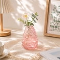 thumbnail image 5 of MYUNNIL Pinecone Shaped Glass Vase, 6" Conical Transparent Embossed Glass Flower Vase, Fall Farmhouse Floral Accessory for Home Mantel Table Office Shelf Decor, Pink, 5 of 7