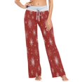 thumbnail image 2 of Women's Long Sleep Pants Home Pants Sleep Pants Wide-Leg Pants Design Elastic Fabric Casual Pants M White Snowflakes and Stars, 2 of 7