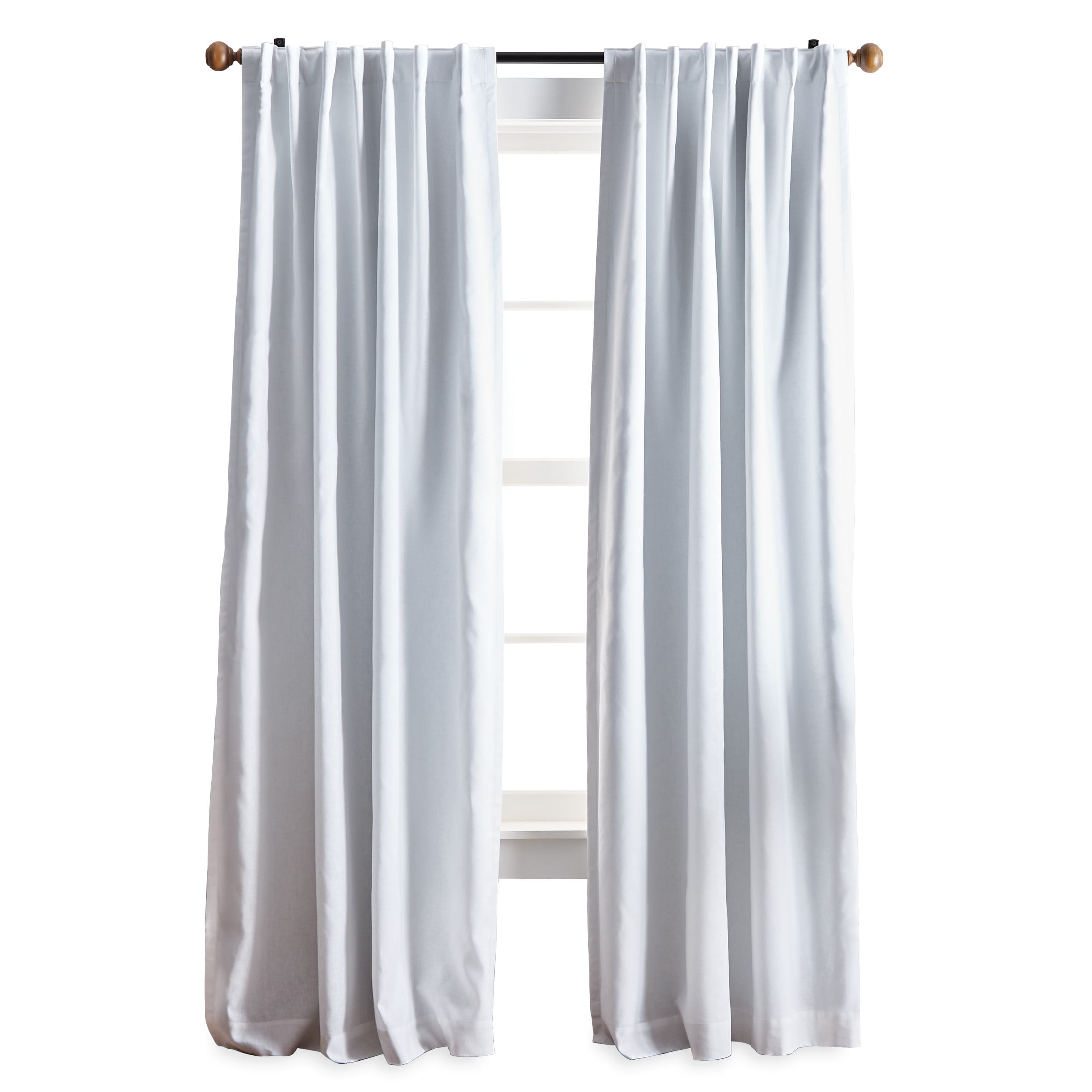 Martha Stewart Lido Curtain Panel Pair, White, Back Tab, Blackout, Indoor, Adult, 2 Piece Set, 50" x 95"